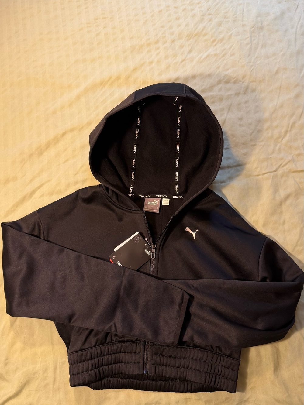 Puma Black and White Train Logo Zip Hoodie